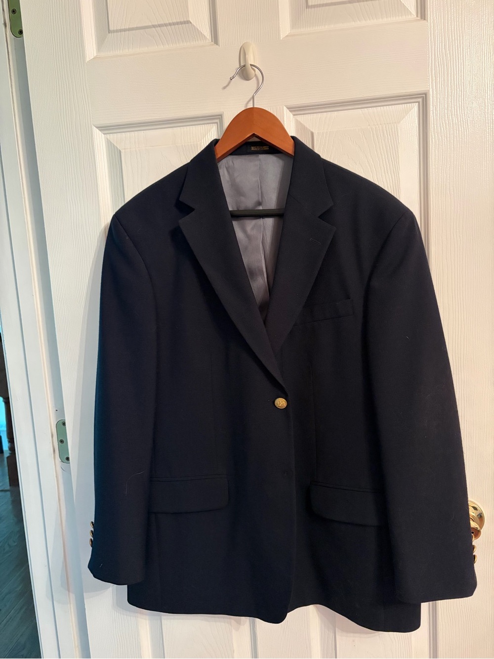 Classic Navy Blazer missing a button
